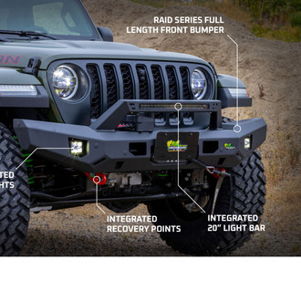 Ironman 4x4® - Raid Full Width Black Powder Coated Front Winch HD Bumper with Hoop