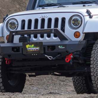 Ironman 4x4® - Raid Stubby Black Powder Coated Front Winch HD Bumper with Hoop