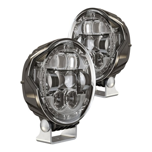 J.W. Speaker® - 8632 Evolution 5 3/4" Round Driver and Passenger Side Chrome Projector LED Headlight With Switchback Halo