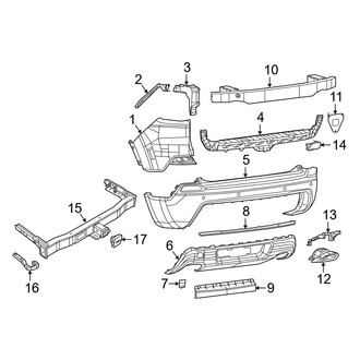 Jeep OE - Rear Bumper - Bumper & Components (W/O Tow Hook), (Altitude / High Altitude / Latitude / Latitude Plus / Limited / Overland / Upland)