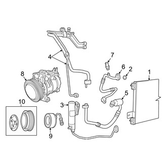 Jeep OE - Air Conditioner & Heater - Condenser, Compressor & Lines (W/O Dehydrator Attached to Condenser)