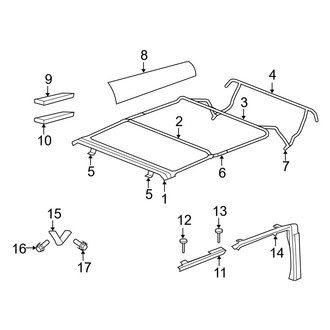 Jeep OE - Convertible/Soft Top - Frame & Components (Unlimited Rubicon / Unlimited Sahara / Unlimited Sport)