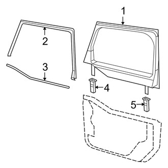 Jeep OE - Front Door - Glass & Hardware (Half Door)
