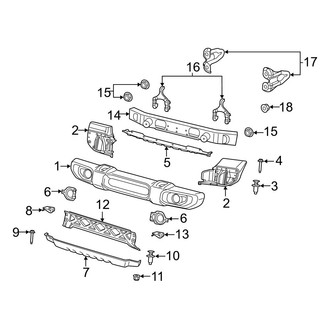 Jeep OE - Front Bumper - Bumper & Components (Molded, W/O Trim Bezels Plastic)