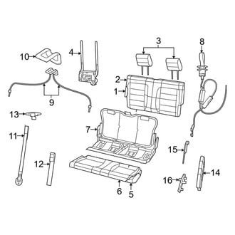 Jeep OE - Seats & Tracks - Rear Seat Components (Bench Seat), (Rubicon / Rubicon X / Sport / Sport S / Willys)