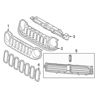 Jeep OE - Front Bumper & Grille - Grille & Components (With Tow Hooks)