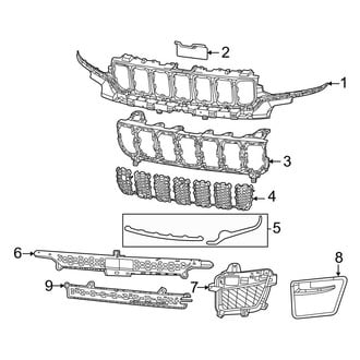 Jeep OE - Front Bumper & Grille - Grille & Components (Overland / Overland 4xe / Trailhawk / Trailhawk 4xe)