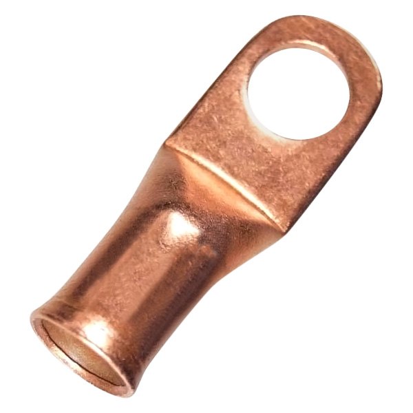 JT&T® - 1/4" 4 Gauge Uninsulated Seamless Copper Ring Terminals with Flared Ends