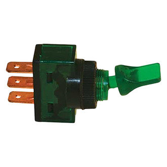 JT&T® - S.P.S.T. On/Off Duckbill Illuminated Toggle Green Switch