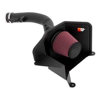 K&N® - 63 Series AirCharger® High-Density Polyethylene Black Cold Air Intake System with Red Filter