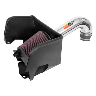 K&N® - 77 Series High-Flow Performance Aluminum Polished Cold Air Intake System with Red Filter