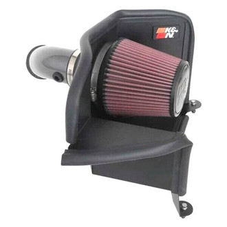 K&N® - 77 Series High-Flow Performance Aluminum Gunmetal Grey Cold Air Intake System with Red Filter
