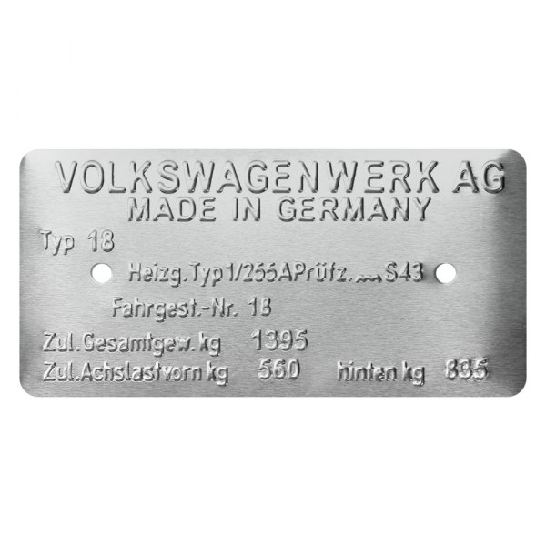 Kaferlab® - "Made in Germany" Type 181 VIN Data Information Plate