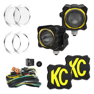 KC HiLiTES® - Flex Era™ 1 Series 2.6" 2x23W Square Spread Beam White/Amber LED Light Kit