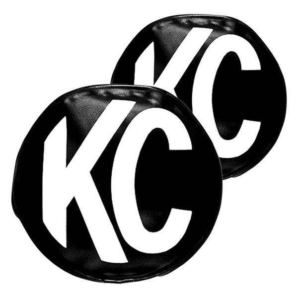 KC HiLiTES® - 6" Round Black Vinyl Light Covers with White KC Logo for Daylighter, Slimlite, Pro-Sport, HIDs Series
