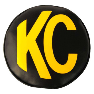 KC HiLiTES® - 6" Round Black Vinyl Light Covers with Yellow KC Logo for SlimLite, Daylighter, HIDs Series