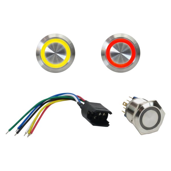  Keep It Clean® - 22 mm Latching Billet Yellow LED Button with Wire Harness
