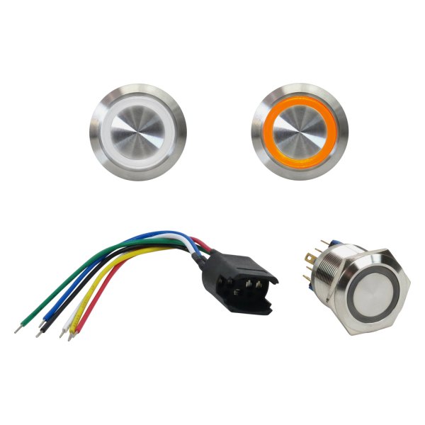  Keep It Clean® - 22 mm Latching Billet White LED Button with Wire Harness