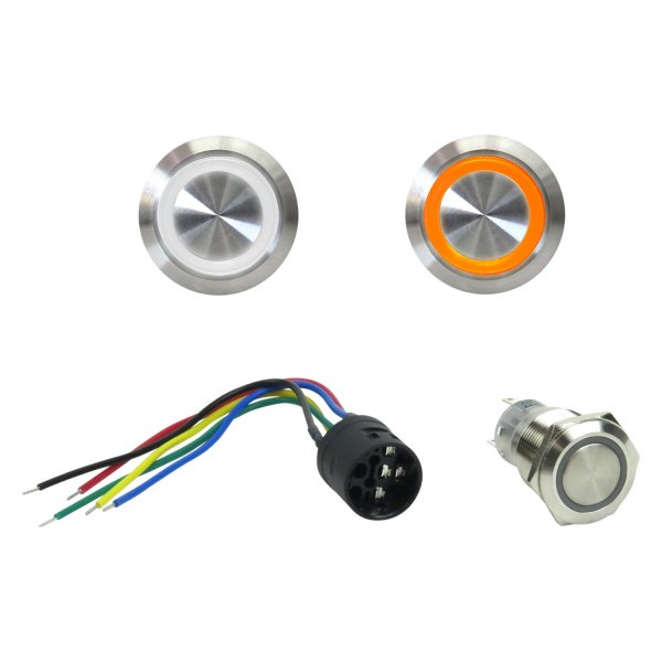  Keep It Clean® - 19 mm Latching Billet White LED Button with Wire Harness