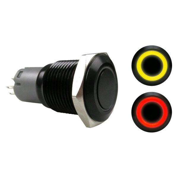  Keep It Clean® - 16 mm Black Anodized Latching Red/Yellow LED Switch Button
