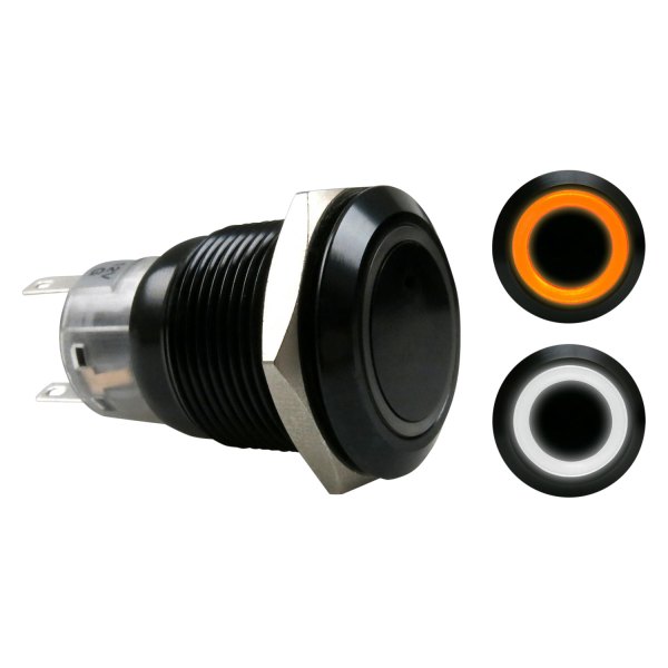  Keep It Clean® - 19 mm Black Anodized Latching White/Orange LED Switch Button