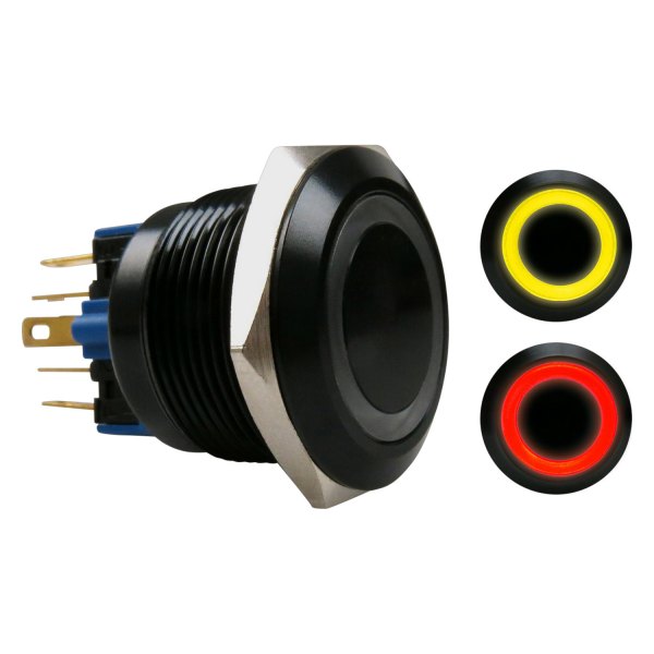  Keep It Clean® - 22 mm Black Anodized Latching Red/Yellow LED Switch Button