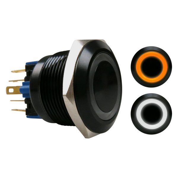 Keep It Clean® - 22 mm Black Anodized Latching White/Orange LED Switch Button