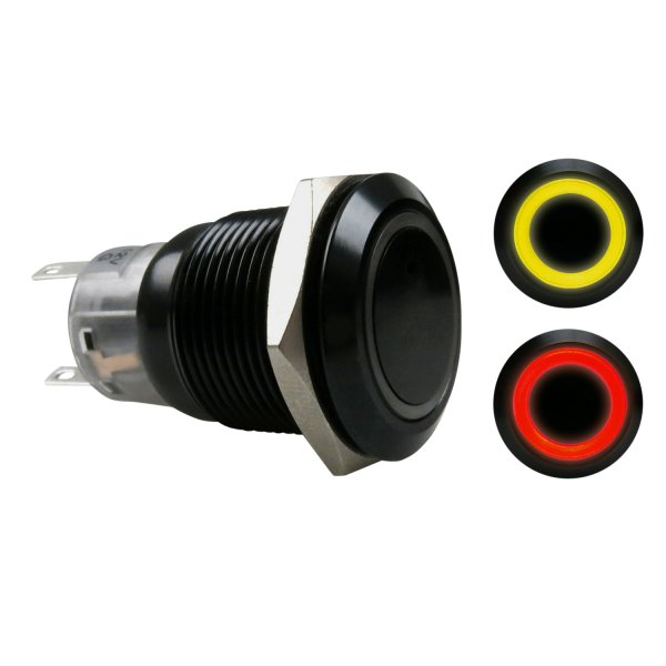  Keep It Clean® - 19 mm Black Anodized Momentary Red/Yellow LED Switch Button