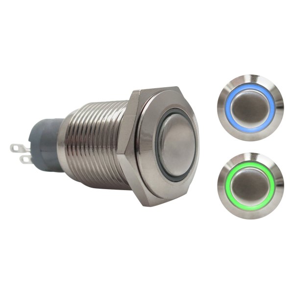  Keep It Clean® - 16 mm Billet Alluminum Latching Blue/Green LED Switch Button