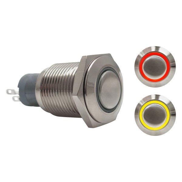  Keep It Clean® - 16 mm Latching Billet Alluminum Red/Yellow LED Switch Button