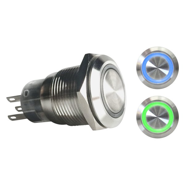  Keep It Clean® - 19 mm Billet Alluminum Latching Blue/Green LED Switch Button