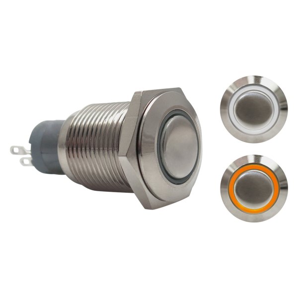  Keep It Clean® - 16 mm Billet Alluminum Momentary White/Orange LED Switch Button