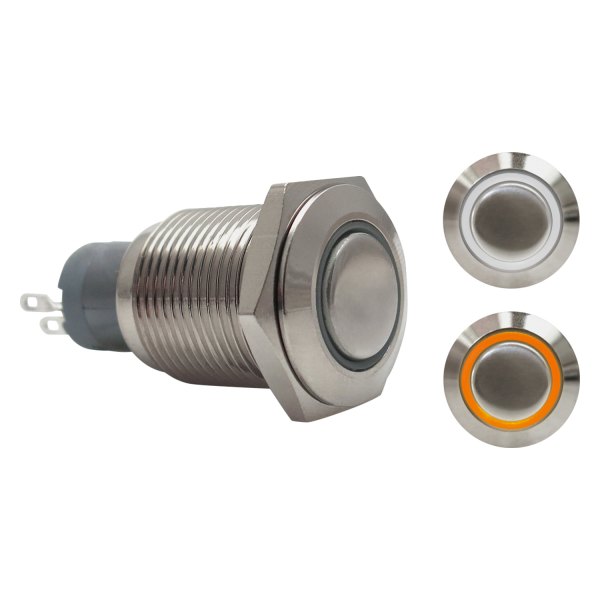  Keep It Clean® - 16 mm Momentary Billet Alluminum White/Orange LED Switch Button