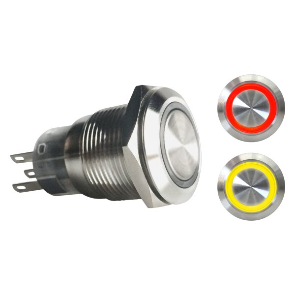  Keep It Clean® - 19 mm Billet Alluminum Momentary Red/Yellow LED Switch Button