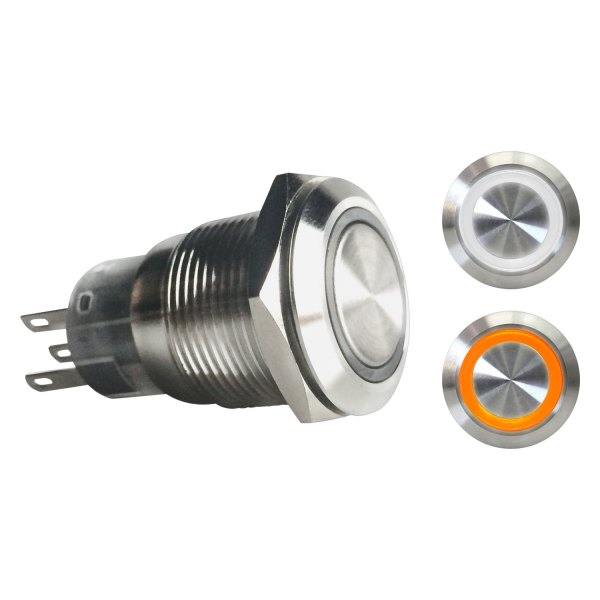  Keep It Clean® - 19 mm Billet Alluminum Momentary White/Orange LED Switch Button