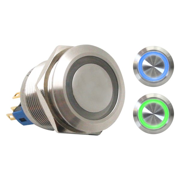  Keep It Clean® - 22 mm Billet Alluminum Momentary Blue/Green LED Switch Button