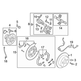 Kia OE - Rear Suspension - Brake Components (EX / LX / SX Turbo FWD)