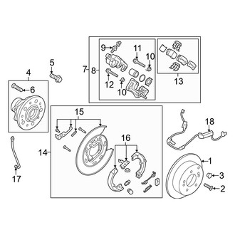 Kia OE - Rear Suspension - Brake Components (EX / LX / SX Turbo AWD)