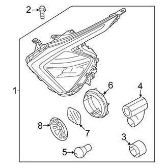 Kia OE - Front Lamps - Headlamp Components (Korea Built, Reflector Lamp)