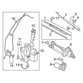 Kia OE - Windshield - Wiper & Washer Components (Korea Built), (Hybrid EX / Hybrid LX / Hybrid S / Hybrid SX Prestige / Hybrid X-Line / Plug-In Hybrid X-Line / Plug-In Hybrid X-Line Prestige)