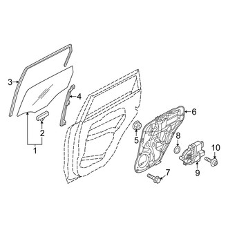 Kia OE - Rear Door - Glass & Hardware (EX / LX / SX / SX Prestige / X-Line / X-Pro / X-Pro Prestige)