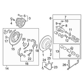 Kia OE - Rear Suspension - Brake Components (EX / L / LX / SX / SX Limited FWD)