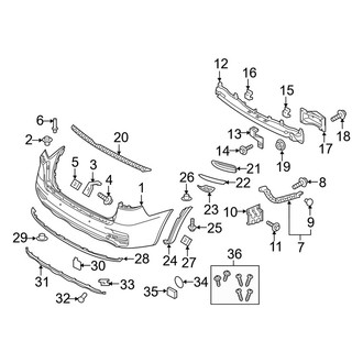 Kia OE - Rear Bumper - Bumper & Components (1-Piece Bumper Cover, Covers & Brackets)