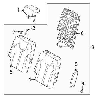 Kia OE - Seats & Tracks - Second Row Seats (Captains Chairs, Right Side, Seat Back Components), (EX / SX / SX Prestige / X-Line EX / X-Line SX Prestige / X-Pro)