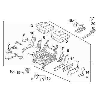 Kia OE - Seats & Tracks - Second Row Seats (Captains Chairs, Left Side, Seat Cushion Components), (EX / SX / X-Line EX / X-Line SX Prestige / X-Pro SX Prestige)