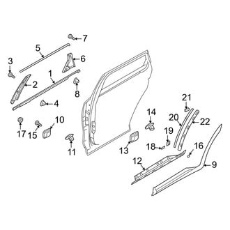 Kia OE - Rear Door - Exterior Trim (With Gloss Black Body Side Trim), (EX / LX / S / SX / SX Prestige / X-Line EX / X-Line S / X-Line SX Prestige)