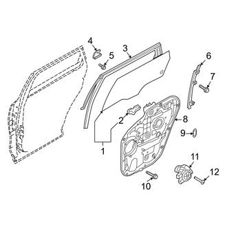 Kia OE - Rear Door - Glass & Hardware (Hybrid EX / Hybrid S / Plug-In Hybrid SX / Plug-in Hybrid SX Prestige)
