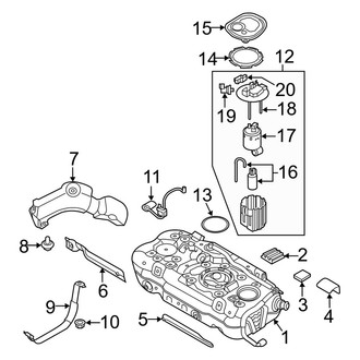 Kia OE - Fuel System Components (Fuel Tank & Mounting), (EX / FE / LX / Touring / Touring Launch Edition)