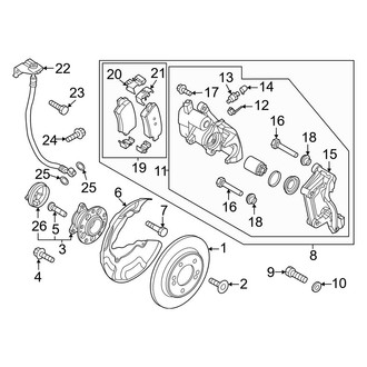 Kia OE - Rear Suspension - Brake Components (EX / EX Touring / LX / Plug-In Hybrid EX / Plug-In Hybrid SX Touring / SX / SX Touring)