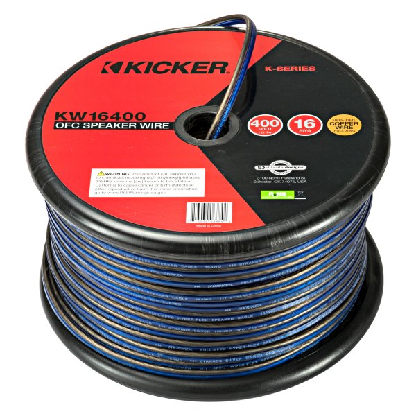 KICKER® - K Series 16 AWG 2-Way 400' Blue/Gray Stranded GPT Speaker Wire